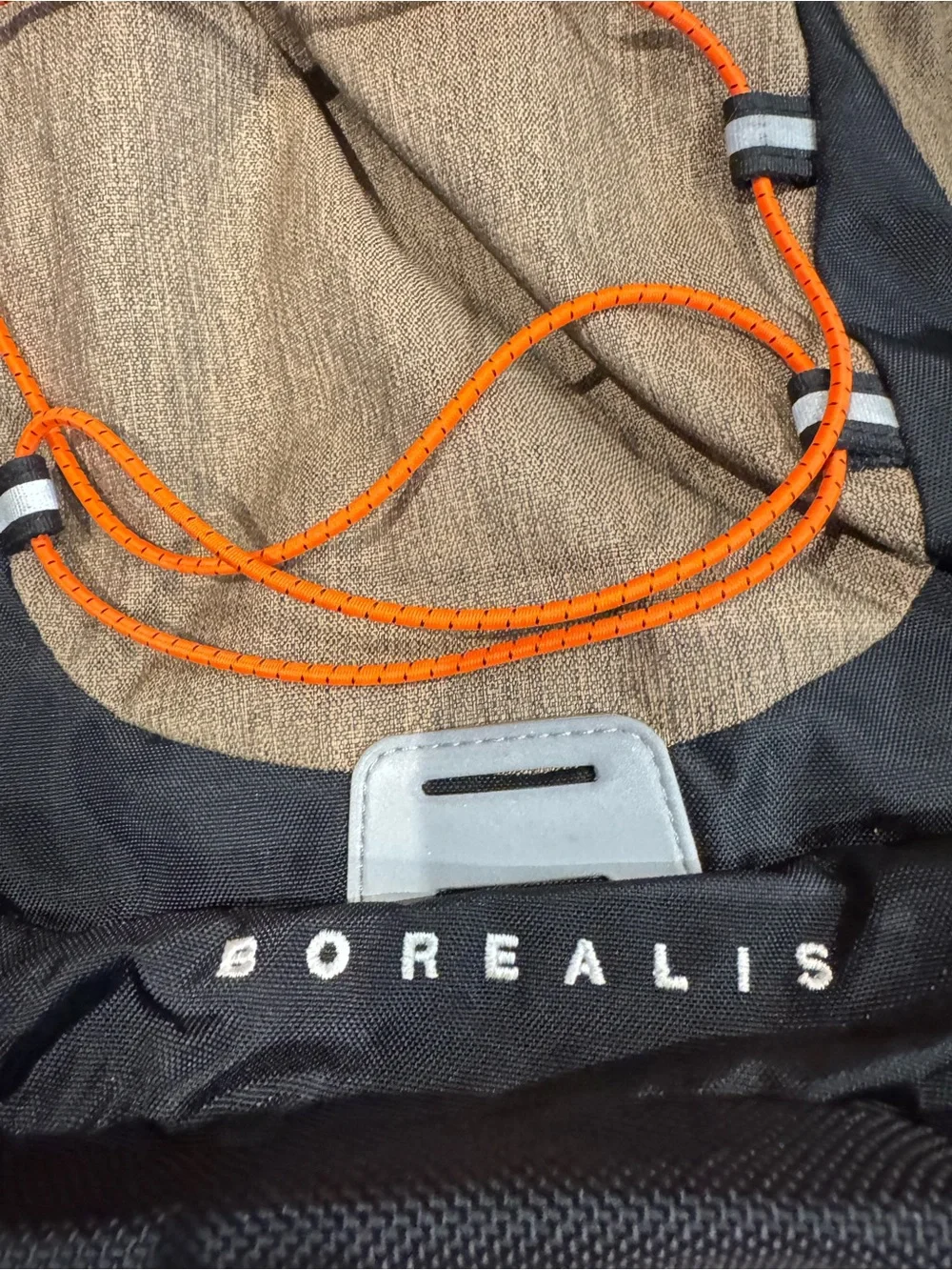 The North Face Borealis Backpack in Brown with Orange Accents